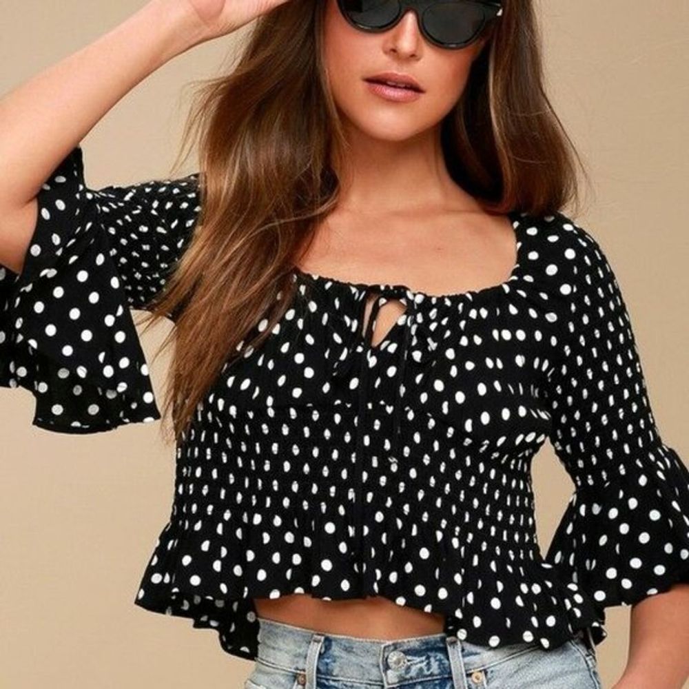 Free People- NWOT Black & White Polka Dot Blouse
